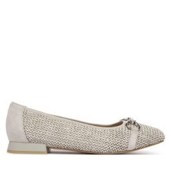 Baleriny Caprice. Szare balerinki damskie Caprice, bez wzorów, bez obcasa, bez zapięcia. Za 299.99 zł.