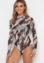 Brązowe Siateczkowe Body z Metaliczną Nitką Diandra. Brązowe body Born2be, bez wzorów, z tkaniny. Za 39.99 zł.
