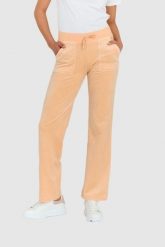 JUICY COUTURE Klasyczne welurowe spodnie dresowe damskie del ray w brzoskwiniowym kolorze, Rozmiar S. Brązowe spodnie dresowe damskie Juicy Couture, bez wzorów, z dresówki, klasyczne. W wyprzedaży za 299.99 zł.