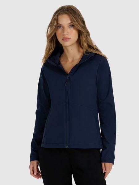 4F Kurtka softshell wiatroodporna membrana 5000 damska - granatowa S. Niebieskie kurtki damskie 4F, na zimę, s, bez wzorów, z materiału, z kapturem. Za 299.99 zł.