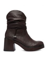 Rieker Botki CEO-58091-25 Brązowy. Brązowe botki damskie Rieker, bez wzorów, ze skóry, bez obcasa, na słupku, bez zapięcia. Za 399.99 zł.
