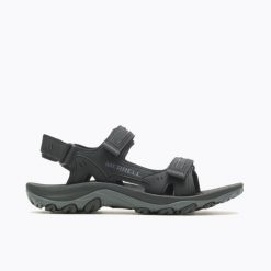 Sandały turystyczne męskie Merrell Huntington. Sandały męskie Merrell, bez wzorów, z kauczuku, sportowe, bez zapięcia. W wyprzedaży za 249.99 zł.