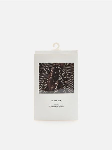 Koronkowe rajstopy - brązowy. Brązowe rajstopy i pończochy Reserved, bez wzorów, z koronki. Za 49.99 zł.