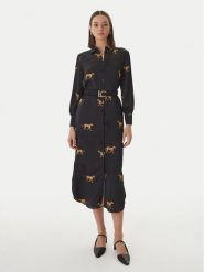 LOLA CASADEMUNT Sukienka koszulowa LS2616091 Czarny Regular Fit. Czarne sukienki damskie LOLA CASADEMUNT, s, bez wzorów, z syntetyku, bez kołnierzyka, bez ramiączek, koszulowe. Za 712.99 zł.