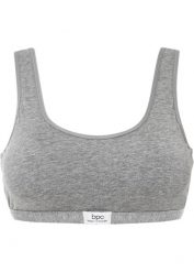 Biustonosz bustier z bawełny. Szare bielizna sportowa damska bonprix, bez wzorów, z bawełny. Za 37.99 zł.