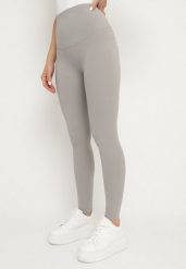 Jasnoszare Klasyczne Legginsy z Wysokim Stanem Melio. Szare legginsy damskie Born2be, bez wzorów, z jeansu. Za 44.99 zł.