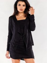 Żakiet Model A559 Black - awama. Czarne marynarki i żakiety damskie Awama, bez wzorów, z elastanu, bez kołnierzyka, bez ramiączek. Za 256.23 zł.