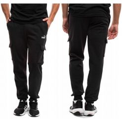 Spodnie Dresowe Męskie PUMA Cargo Sportowe Dresy Bawełniane Czarne. Czarne buty sportowe męskie Puma, bez wzorów, z bawełny. Za 168.99 zł.