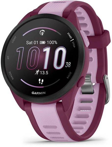 Zegarek sportowy Garmin Forerunner 165 Music Fioletowy (010-02863-33). Fioletowe zegarki smartwatch Garmin, bez wzorów. Za 1,176.00 zł.