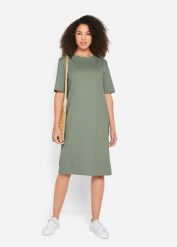 Sukienka T-shirtowa oversized (2 szt.), z czystej bawełny. Niebieskie sukienki damskie bonprix, bez wzorów, z bawełny, bez kołnierzyka, bez ramiączek. Za 94.99 zł.