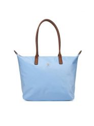 Tommy Hilfiger Torebka Popette Tote AW0AW17711 Błękitny. Niebieskie shopperki damskie Tommy Hilfiger, bez wzorów, z materiału, bez dodatków. Za 409.99 zł.
