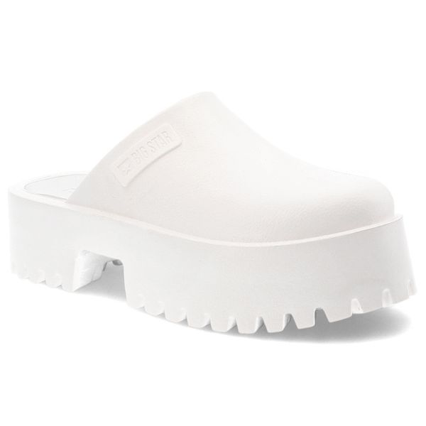 Białe Klapki Big Star Modne Obuwie Damskie Na Solidnej Podeszwie. Białe klapki damskie BIG STAR, bez wzorów, klasyczne, bez obcasa, bez zapięcia. Za 109.00 zł.