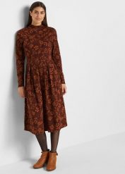 Sukienka z bawełnianego dżerseju. Brązowe sukienki damskie bonprix, bez wzorów, z bawełny, bez kołnierzyka, bez ramiączek. Za 139.99 zł.