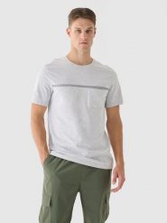 4F T-shirt regular z nadrukiem męski - szary M. Szare t-shirty męskie 4F, m, bez wzorów, z bawełny, bez kołnierzyka, bez ramiączek. Za 39.99 zł.