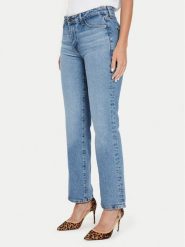 Guess Jeans Jeansy W4YA98 D5CC5 Niebieski Straight Fit. Niebieskie jeansy damskie Guess Jeans, z aplikacjami, z bawełny. Za 219.99 zł.