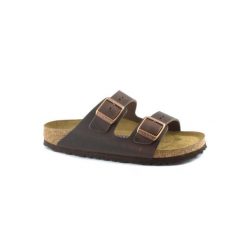 Klapki unisex Birkenstock Arizona WB. Brązowe klapki damskie Birkenstock, bez wzorów, z materiału, bez obcasa, bez zapięcia. Za 459.00 zł.