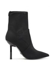 Guess Botki Cidni2 FL7C2N FAB10 Czarny. Czarne botki damskie Guess, z aplikacjami, z materiału, bez obcasa, na szpilce, bez zapięcia. Za 849.99 zł.
