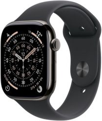 Smartwatch Apple Watch 11 GPS + Cellular 46mm Slate Titanium Sport Band S/M Czarny (MFD14MP/A). Czarne zegarki smartwatch Apple, bez wzorów. Za 3,620.78 zł.