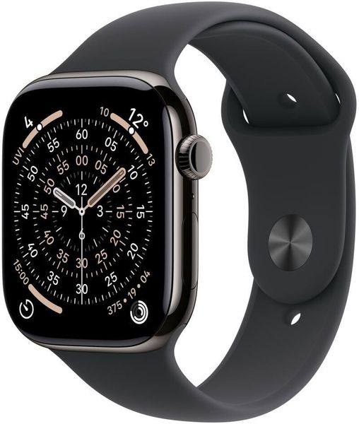 Smartwatch Apple Watch 11 GPS + Cellular 46mm Slate Titanium Sport Band S/M Czarny (MFD14MP/A). Czarne zegarki smartwatch Apple, bez wzorów. Za 3,620.78 zł.