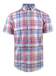 Weekendowa Koszula Męska, Krótki Rękaw - Pako Jeans - Kolorowa Kratka. Koszule męskie Pako Jeans, l, bez wzorów, z bawełny, casualowe, bez kołnierzyka, bez ramiączek. Za 159.00 zł.