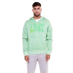Plażowa bluza męska zapinana na zamek. Zielone bluzy męskie LEONE 1947 APPAREL, l, bez wzorów, z tkaniny, sportowe, bez ramiączek, bez kaptura. W wyprzedaży za 195.65 zł.