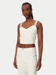 Rinascimento Top CFC0127891003 Biały Slim Fit. Białe topy damskie Rinascimento, m, bez wzorów, z syntetyku, bez kołnierzyka, bez ramiączek. Za 399.99 zł.