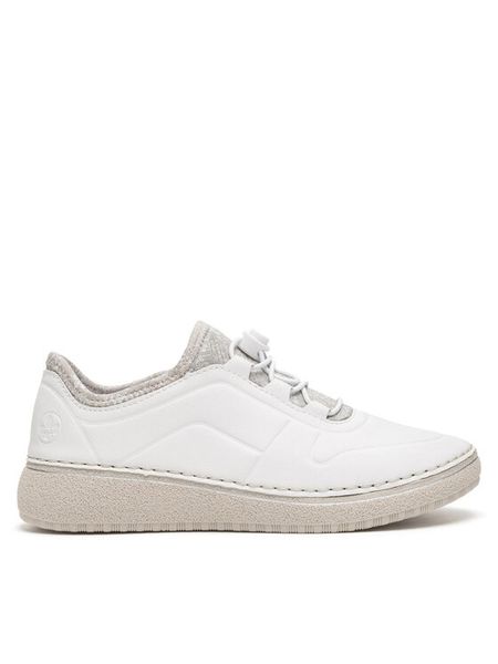 Rieker Półbuty 50960-80 Biały. Białe półbuty damskie Rieker, bez wzorów, ze skóry, bez obcasa, na płaskiej podeszwie, bez zapięcia. Za 349.99 zł.