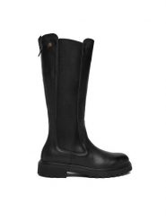 Tommy Hilfiger Kozaki Th Lthr Cleated Long Boot FW0FW08985 Czarny. Czarne kozaki damskie Tommy Hilfiger, bez wzorów, ze skóry, bez obcasa, na słupku, bez zapięcia. Za 999.99 zł.