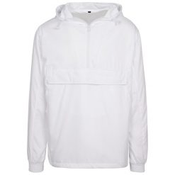 Kurtka Unisex Basic Pull Over Dla Dorosłych. Białe kurtki męskie BUILD YOUR BRAND, xl, bez wzorów, sportowe, bez kaptura. Za 217.99 zł.