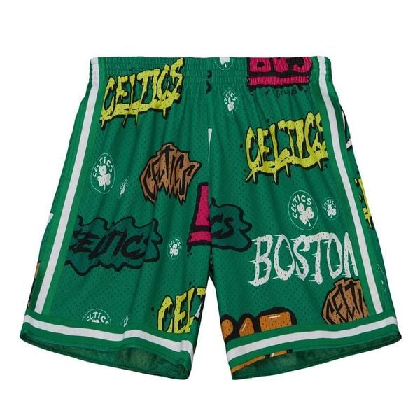 Spodenki samoprzylepne Boston Celtics Swingman 1985/86. Zielone szorty damskie Mitchell & Ness, bez wzorów, sportowe. Za 467.00 zł.