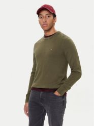 Tommy Hilfiger Sweter MW0MW28046 Zielony Regular Fit. Zielone swetry męskie Tommy Hilfiger, l, bez wzorów, z bawełny, bez kołnierzyka, bez ramiączek. Za 469.99 zł.
