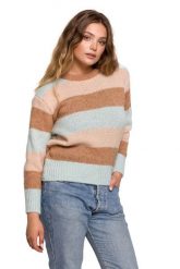 Ciepły Sweter w Bloki Kolorystyczne - Model 2. Swetry nierozpinane damskie MOE, l, bez wzorów, z materiału, bez kołnierzyka, bez ramiączek. Za 214.90 zł.