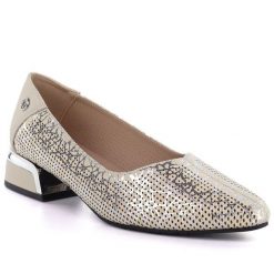 Skórzane półbuty damskie ażurowe beżowe Vinceza 99201. Brązowe półbuty damskie VINCEZA, w ażurowe wzory, ze skóry, eleganckie, bez obcasa, bez zapięcia. Za 209.99 zł.