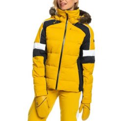 Kurtka narciarska damska Roxy Blizzard. Żółte kurtki sportowe damskie Roxy, na zimę, xs, bez wzorów, z elastanu, bez ramiączek, bez kaptura, narciarskie. Za 837.00 zł.