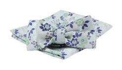 Męska Mucha z Poszetką, Deseń w Kwiaty - Alties. Niebieskie krawaty i muchy Alties, bez wzorów, eleganckie. Za 54.00 zł.