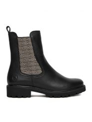 Remonte Sztyblety D8694-03 Czarny. Czarne botki damskie Remonte, bez wzorów, ze skóry, bez obcasa, na płaskiej podeszwie, bez zapięcia. Za 379.99 zł.