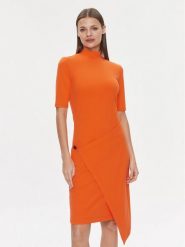 Calvin Klein Sukienka codzienna Stretch Jersey Asymmetric Dress K20K206498 Pomarańczowy Slim Fit. Brązowe sukienki damskie Calvin Klein, na co dzień, s, bez wzorów, z jersey, bez kołnierzyka, bez ramiączek, proste. Za 339.99 zł.