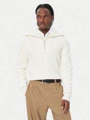 HUGO Sweter 50570250 Kremowy Regular Fit. Białe swetry męskie Hugo, m, bez wzorów, z bawełny, bez kołnierzyka, bez ramiączek. Za 699.99 zł.