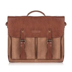 Torba męska ze skóry wegańskiej PAOLO PERUZZI E-07-BR brązowa. Brązowe torby na ramię męskie Paolo Peruzzi, z bawełny, do ręki. Za 189.99 zł.