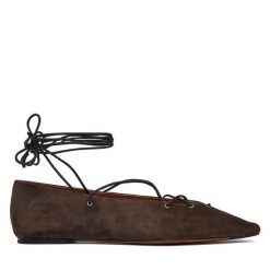 Baleriny LAUREN RALPH LAUREN. Brązowe balerinki damskie Lauren Ralph Lauren, bez wzorów, bez obcasa, bez zapięcia. Za 1,799.00 zł.