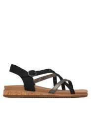 Skechers Sandały Desert Kiss Low 114713/BLK Czarny. Czarne sandały damskie Skechers, bez wzorów, ze skóry, bez obcasa, na płaskiej podeszwie, bez zapięcia. Za 229.99 zł.