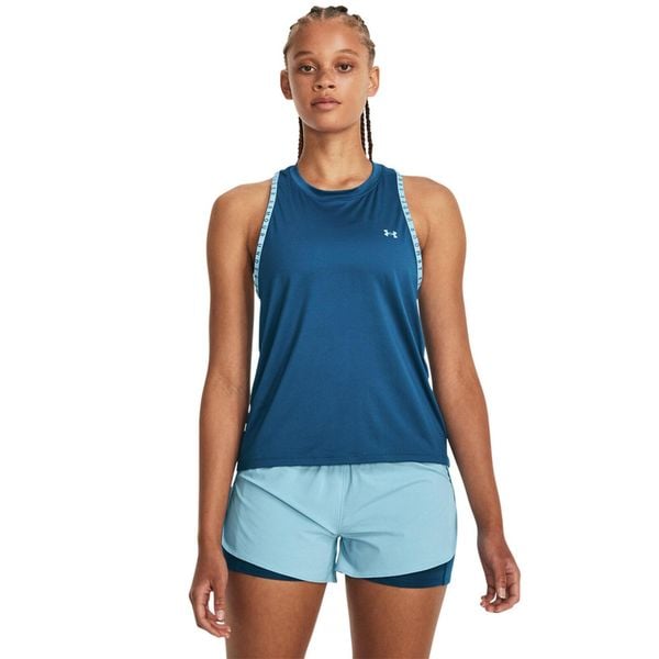 Top treningowy damski lekki Under Armour 1379434. Niebieskie koszulki sportowe damskie Under Armour, bez wzorów, bez kołnierzyka, bez ramiączek. Za 169.99 zł.