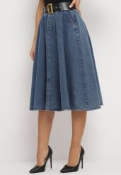 Niebieska Jeansowa Spódnica Midi z Paskiem Suera. Niebieskie spódnice damskie Born2be, l, bez wzorów, z jeansu, midi. Za 169.99 zł.