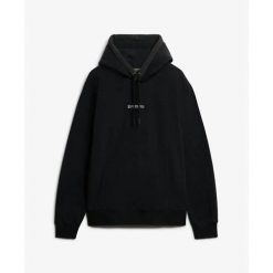 Polarowa bluza z kapturem z mikro logo Superdry. Czarne bluzy sportowe męskie Superdry, m, bez wzorów, z polaru, z kapturem. Za 383.95 zł.