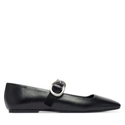 Baleriny Calvin Klein. Czarne balerinki damskie Calvin Klein, bez wzorów, bez obcasa, bez zapięcia. Za 489.99 zł.