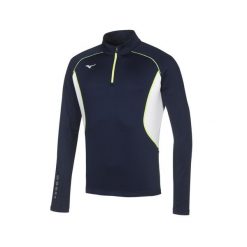 Bluza premium Mizuno JPN warmer. Niebieskie bluzy męskie Mizuno, bez wzorów, sportowe, bez ramiączek, bez kaptura. W wyprzedaży za 229.00 zł.