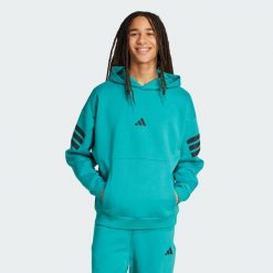 Bluza z kapturem Future Icons 3-Stripes. Niebieskie bluzy męskie Adidas, xl, bez wzorów, z kapturem, na fitness i siłownię. Za 299.00 zł.