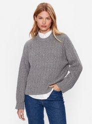 Tommy Hilfiger Sweter WW0WW39003 Szary Oversize. Szare swetry nierozpinane damskie Tommy Hilfiger, xl, bez wzorów, z syntetyku, bez kołnierzyka, bez ramiączek. Za 1,239.00 zł.
