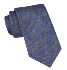 Modny Męski Krawat - Alties - Niebieski, Beż i Stalowy, Kompozycja w Kwiaty. Niebieskie krawaty i muchy Alties, z aplikacjami, z tkaniny, eleganckie. Za 49.00 zł.