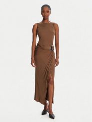 STAUD Sukienka koktajlowa Talia R25R2137VJ Brązowy Slim Fit. Brązowe sukienki damskie STAUD, xs, bez wzorów, z wiskozy, wizytowe, bez kołnierzyka, bez ramiączek. Za 1,439.00 zł.